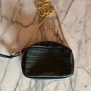 Loeffler Randall Green Croc-Embossed Crossbody Bag